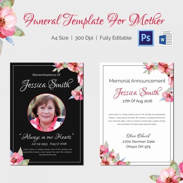 Memorial Card Template Microsoft Word Inspirational Obituary Template 10 Free Word Psd format Download