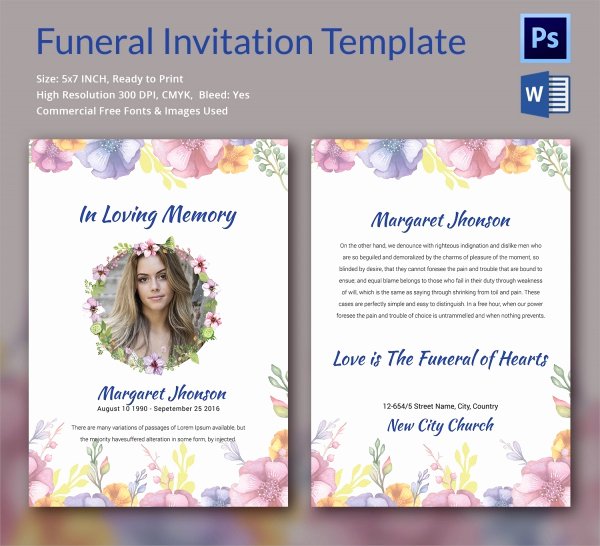 Memorial Card Template Microsoft Word Inspirational Sample Funeral Invitation Template 11 Documents In Word