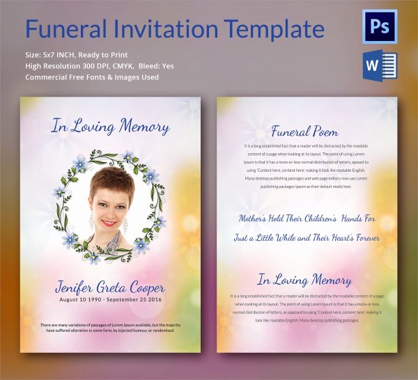 Memorial Card Template Microsoft Word New Sample Funeral Invitation Template 11 Documents In Word