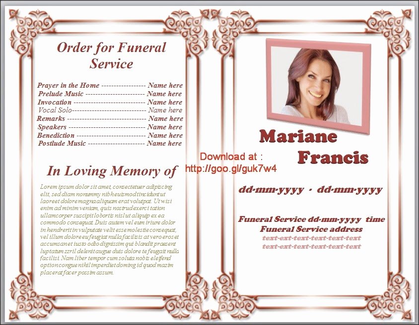 Memorial Card Template Microsoft Word Unique Free Memorial Service Program Template Invitation Template