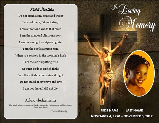 Memorial Card Template New Jesus Cross Bifold Funeral Card Template for Funeral