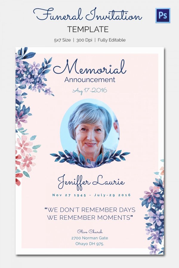 Memorial Cards for Funeral Template Free Beautiful 15 Funeral Invitation Templates – Free Sample Example