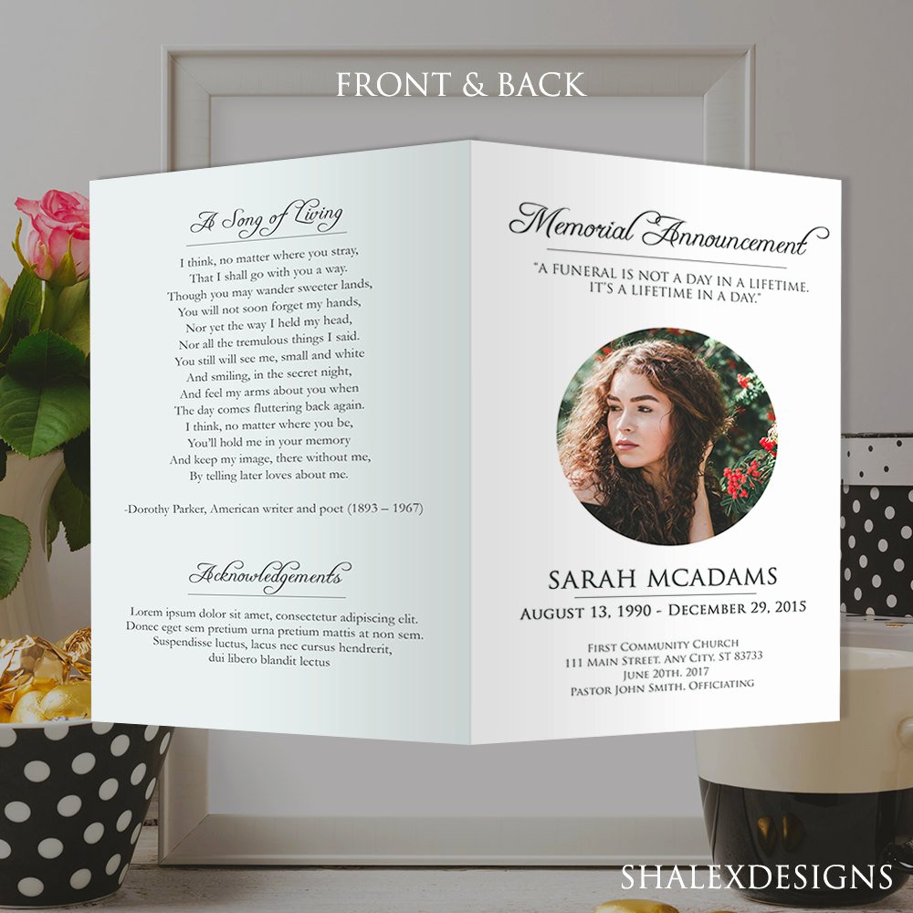 Memorial Cards for Funeral Template Free New White Funeral Program Template Shop Psd Instant