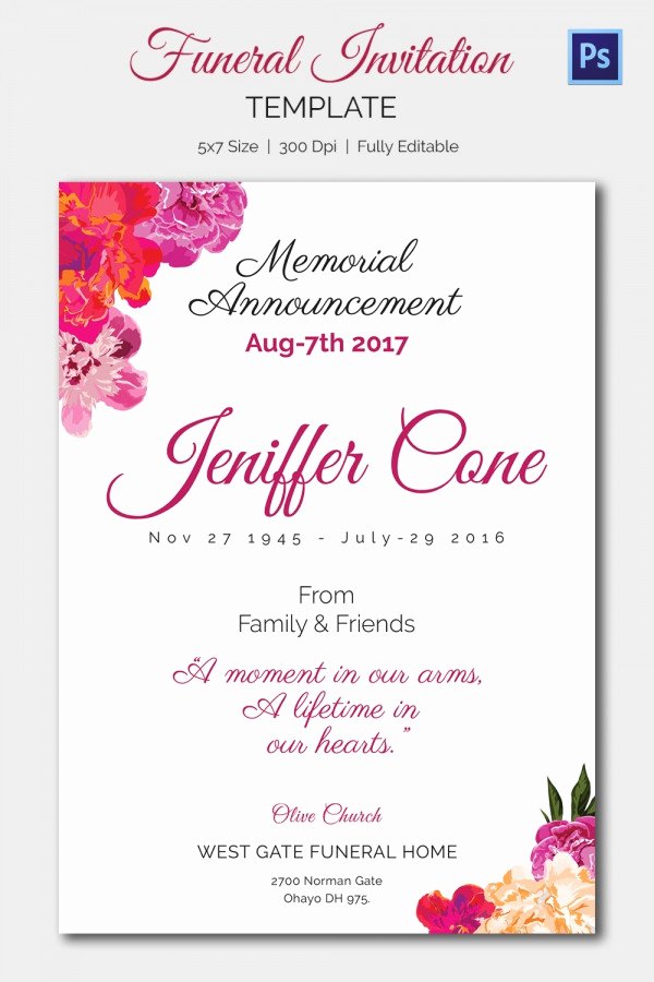 Memorial Cards Template Awesome 15 Funeral Invitation Templates – Free Sample Example