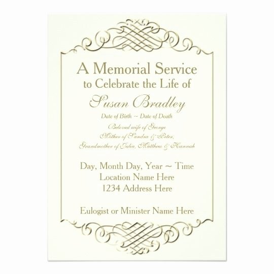 Memorial Service Announcement Template Elegant Elegant Golden Vintage Frame W 2 Memorial Service