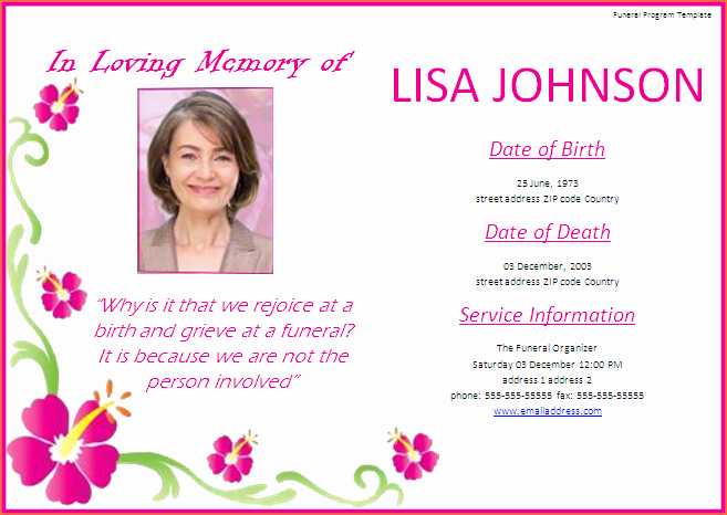 Memorial Service Announcement Template Elegant Free Memorial Service Program Template