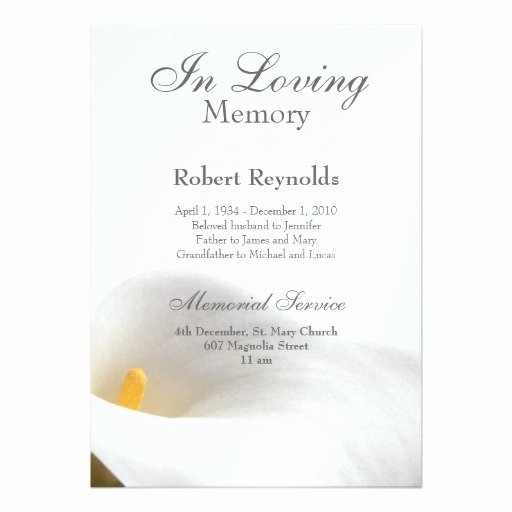 Memorial Service Announcement Template Elegant Memorial Announcement 5&quot; X 7&quot; Invitation Card