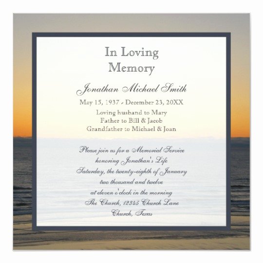 Memorial Service Announcement Template Inspirational Memorial Service Announcement Invitation