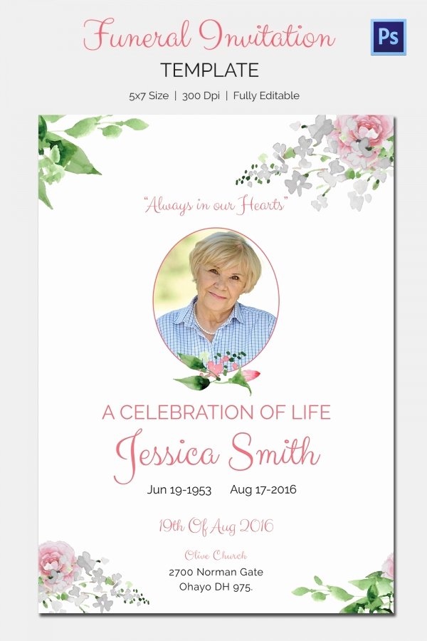 Memorial Service Announcement Template Lovely Funeral Invitation Template – 12 Free Psd Vector Eps Ai