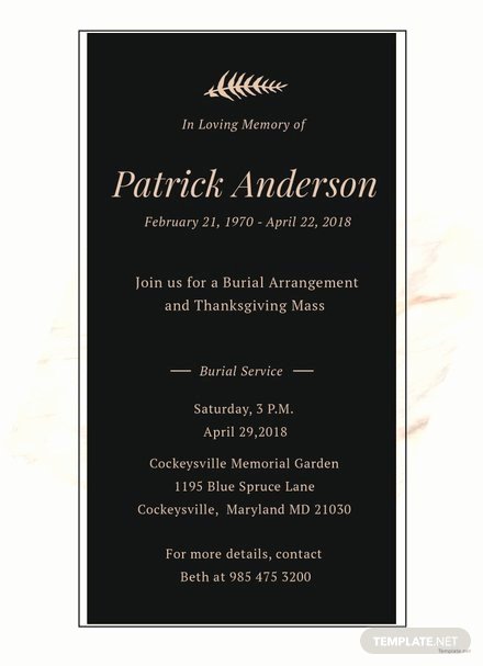 Memorial Service Announcement Template Unique Memorial Service Invitation Template