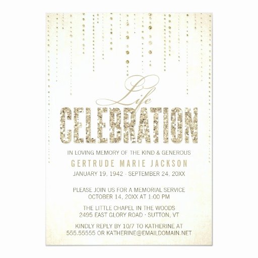 Memorial Service Invitations Templates Awesome Gold Glitter Look Memorial Service Invitation