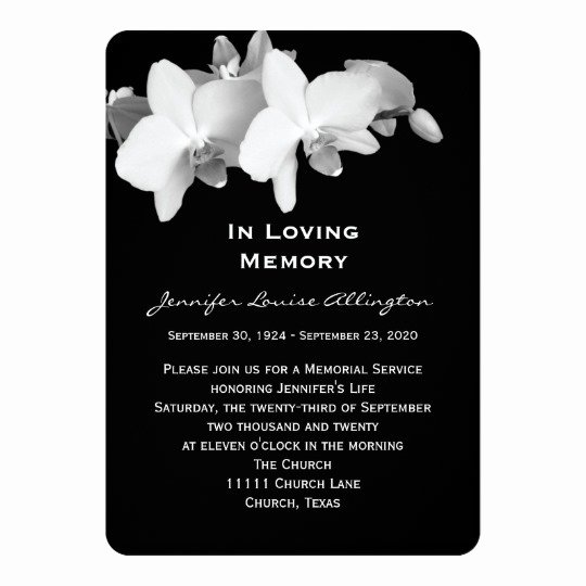 Memorial Service Invitations Templates Beautiful Memorial Service Announcement orchids