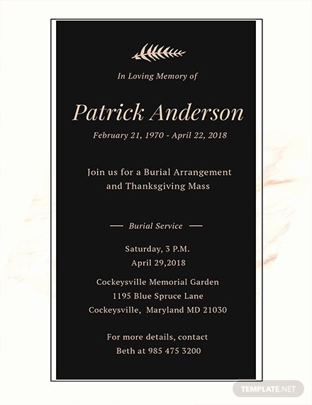 Memorial Service Invitations Templates Elegant Free Simple Funeral Invitation Template Download 513