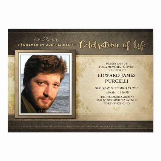 Memorial Service Invitations Templates Luxury Golden Brown Memorial Service Invitation