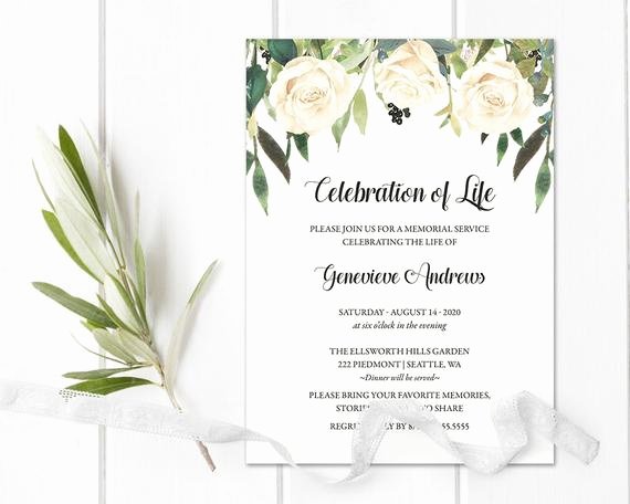 Memorial Service Invitations Templates New Celebration Of Life Invitation Template Funeral