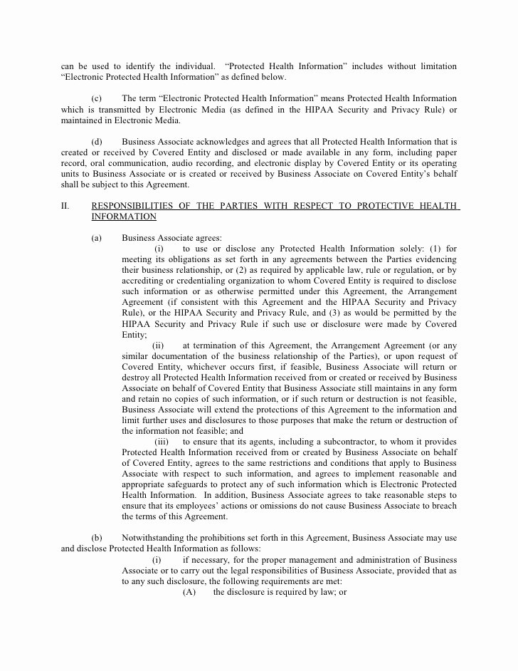 Mental Health Confidentiality Agreement Template Awesome Sample Business associate Agreement