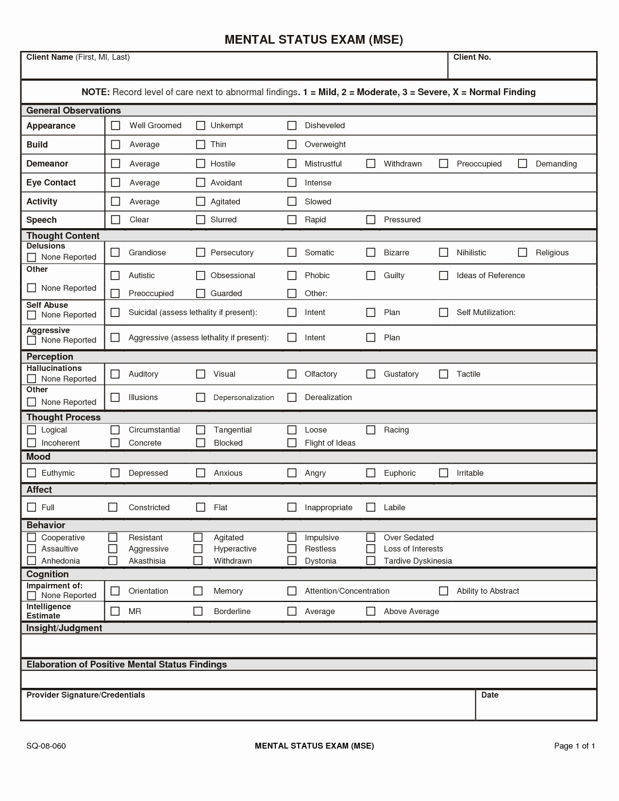 Mental Health Confidentiality Agreement Template Fresh Mental Status Exam Template