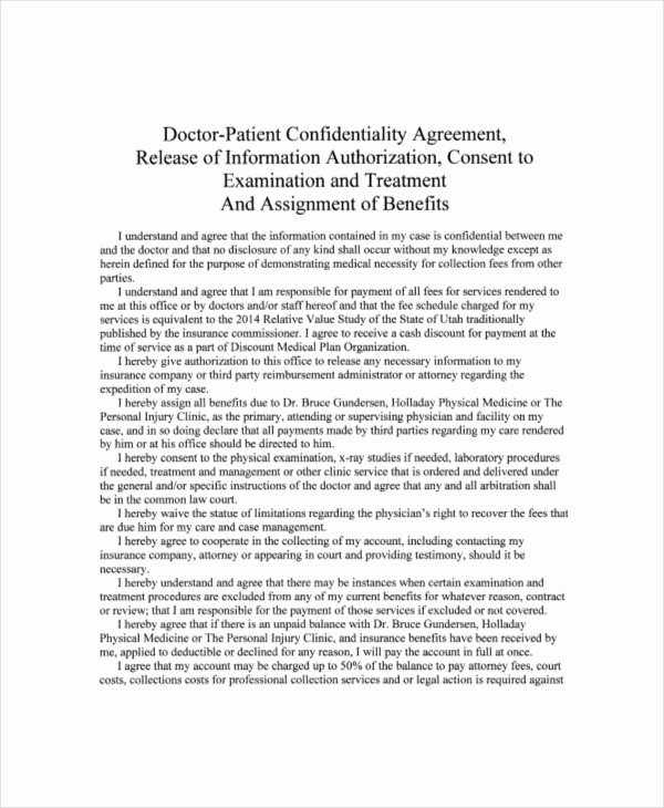 Mental Health Confidentiality Agreement Template Lovely Patient Confidentiality Agreement – 10 Free Word Pdf