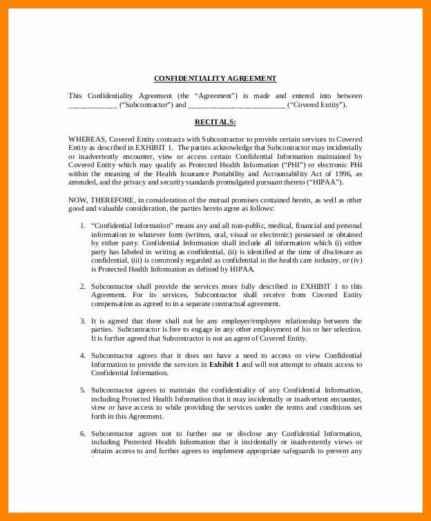 Mental Health Confidentiality Agreement Template Unique Medical Confidentiality Agreement