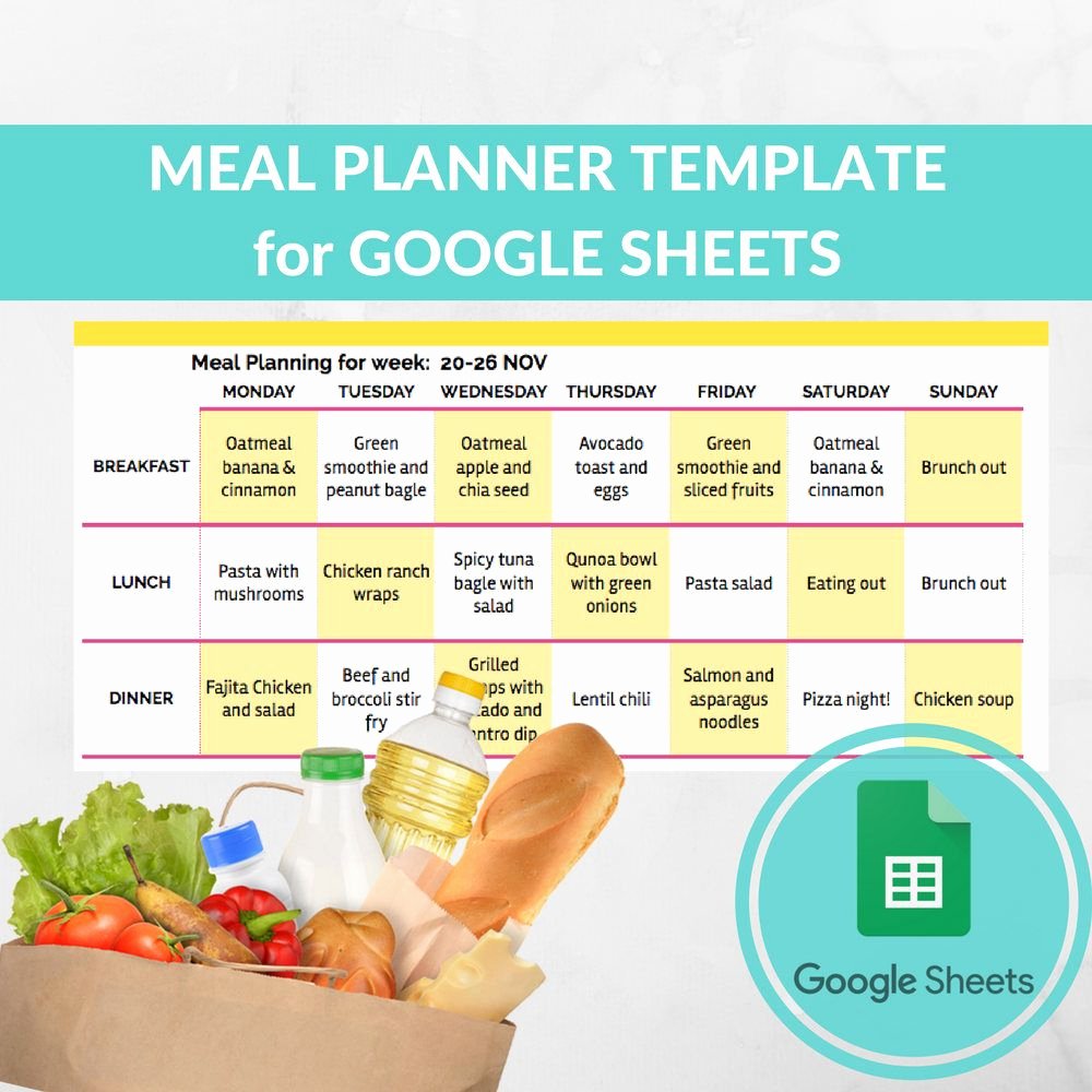 Menu Template Google Docs Best Of Meal Planner Template Spreadsheet Grocery Planning Excel