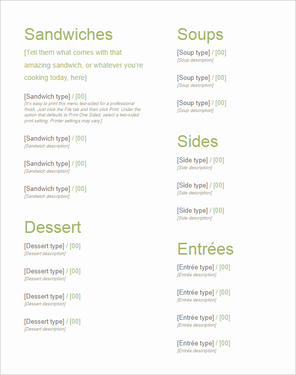 Menu Template Google Docs Unique 35 Free Menu Templates Word Doc Psd Designs