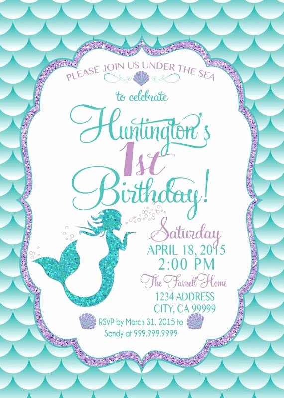 Mermaid Birthday Invitation Templates Beautiful Mermaid Birthday Invitation Mermaid Party Invite Under