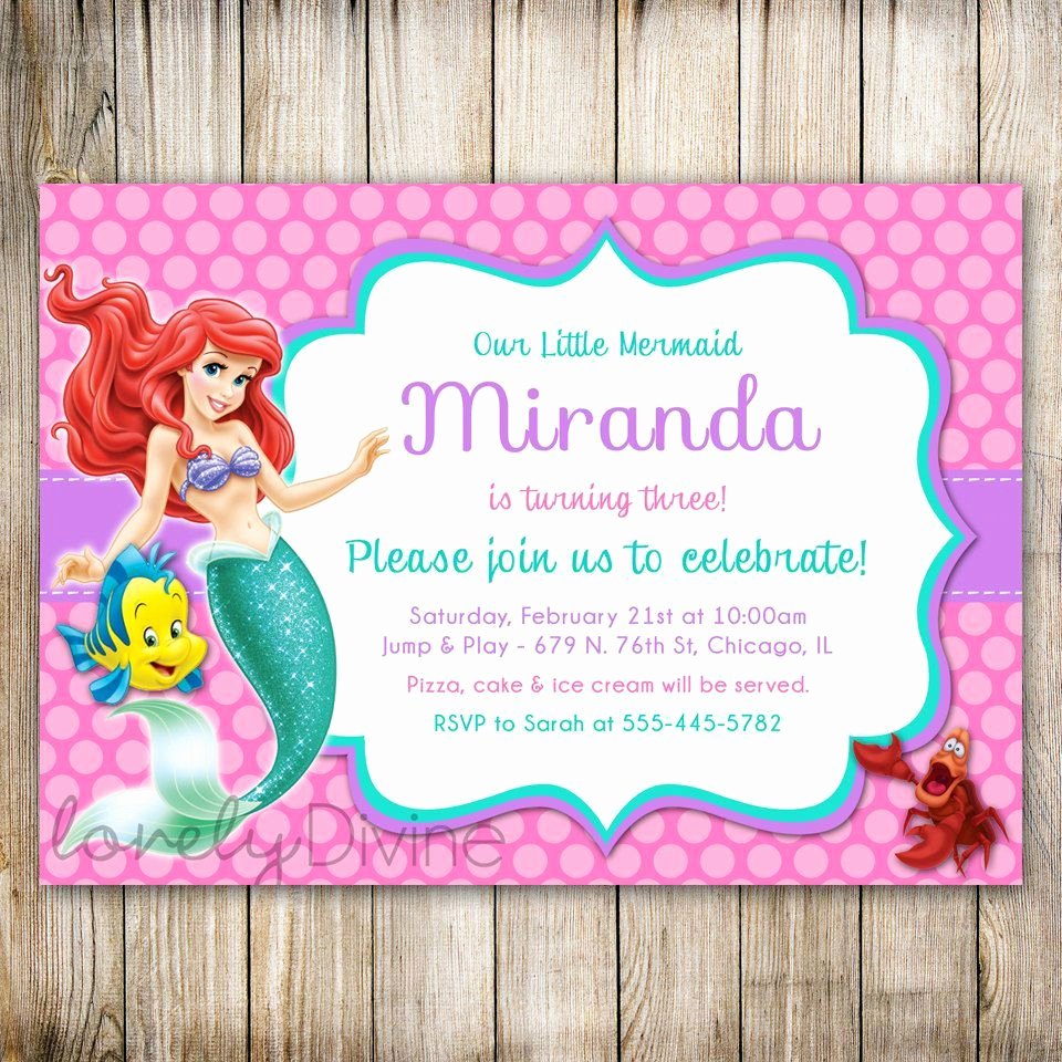 Mermaid Birthday Invitation Templates Elegant Little Mermaid Birthday Invitations Wording