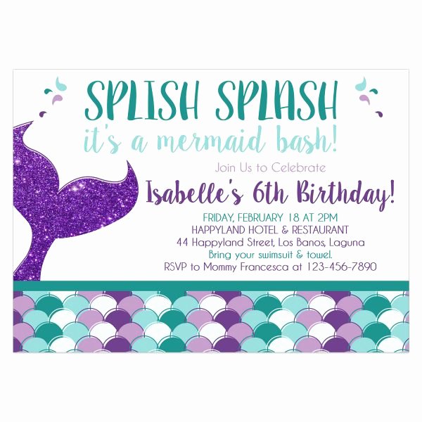 Mermaid Birthday Invitation Templates Fresh Mermaid Birthday Invitation Diy Printable Template