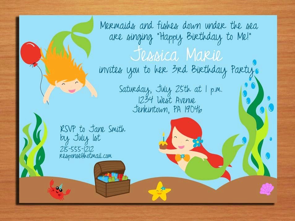 Mermaid Birthday Invitation Templates Inspirational Mermaid Invitation Template