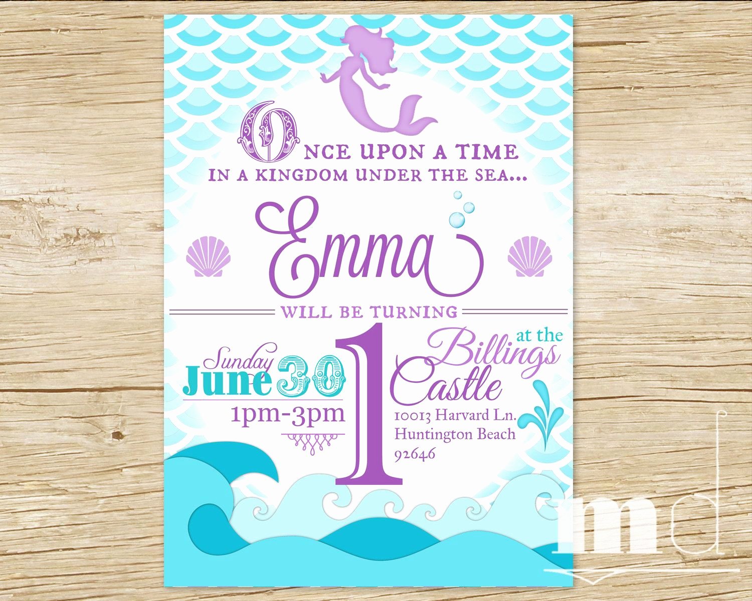 Mermaid Birthday Invitation Templates Lovely Mermaid Birthday Party Invitation Little Mermaid by