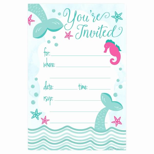 Mermaid Birthday Invitation Templates Lovely Mermaid Party Invitation Under the Sea theme