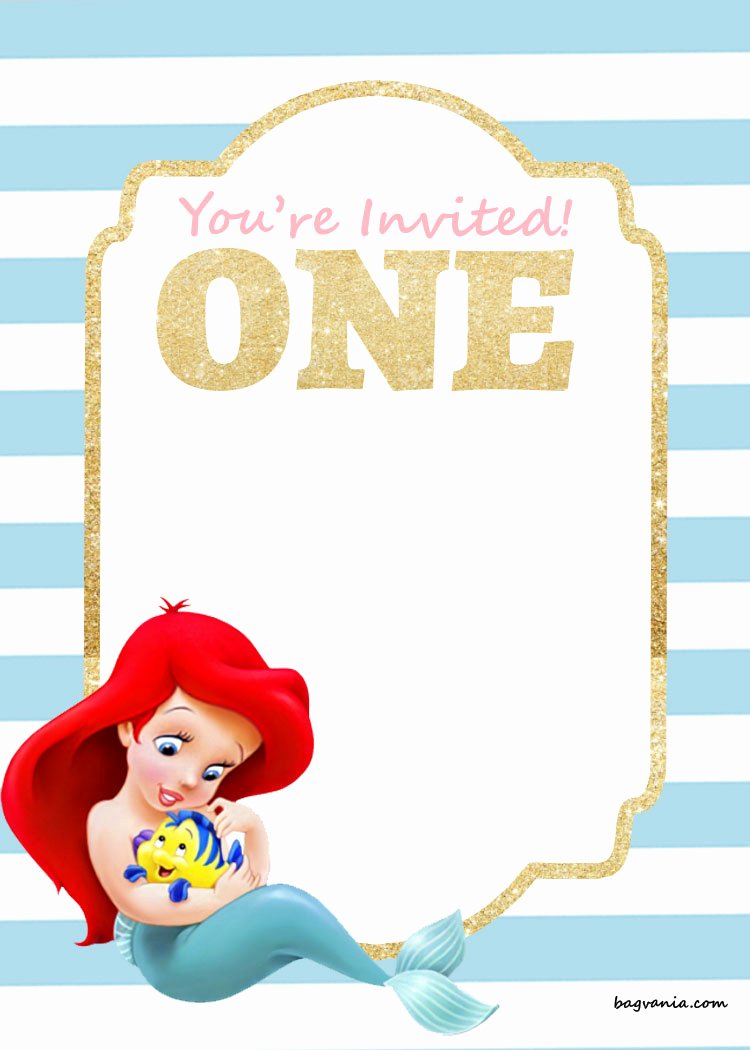 Mermaid Birthday Invitation Templates Luxury Free Printable Birthday Invitations – Ariel Mermaid – Free