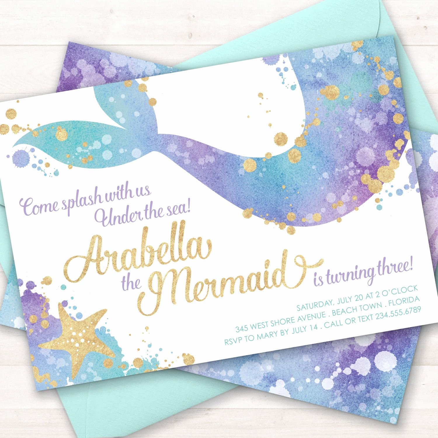 Mermaid Birthday Invitation Templates New Mermaid Invitation Mermaid Party Invite Under the Sea