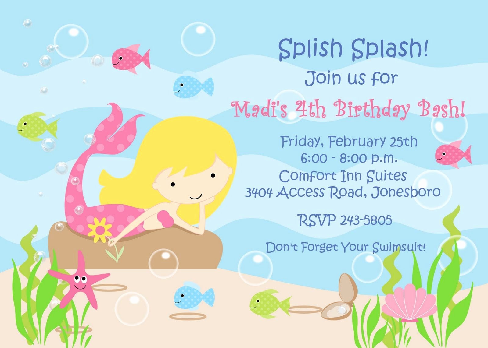 Mermaid Birthday Invitation Templates Unique Mermaid Invitation Template Free – Invitetown