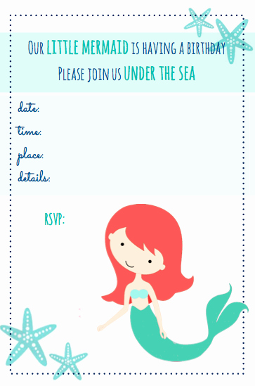 Mermaid Invitation Template Awesome Beachy Mermaid Party