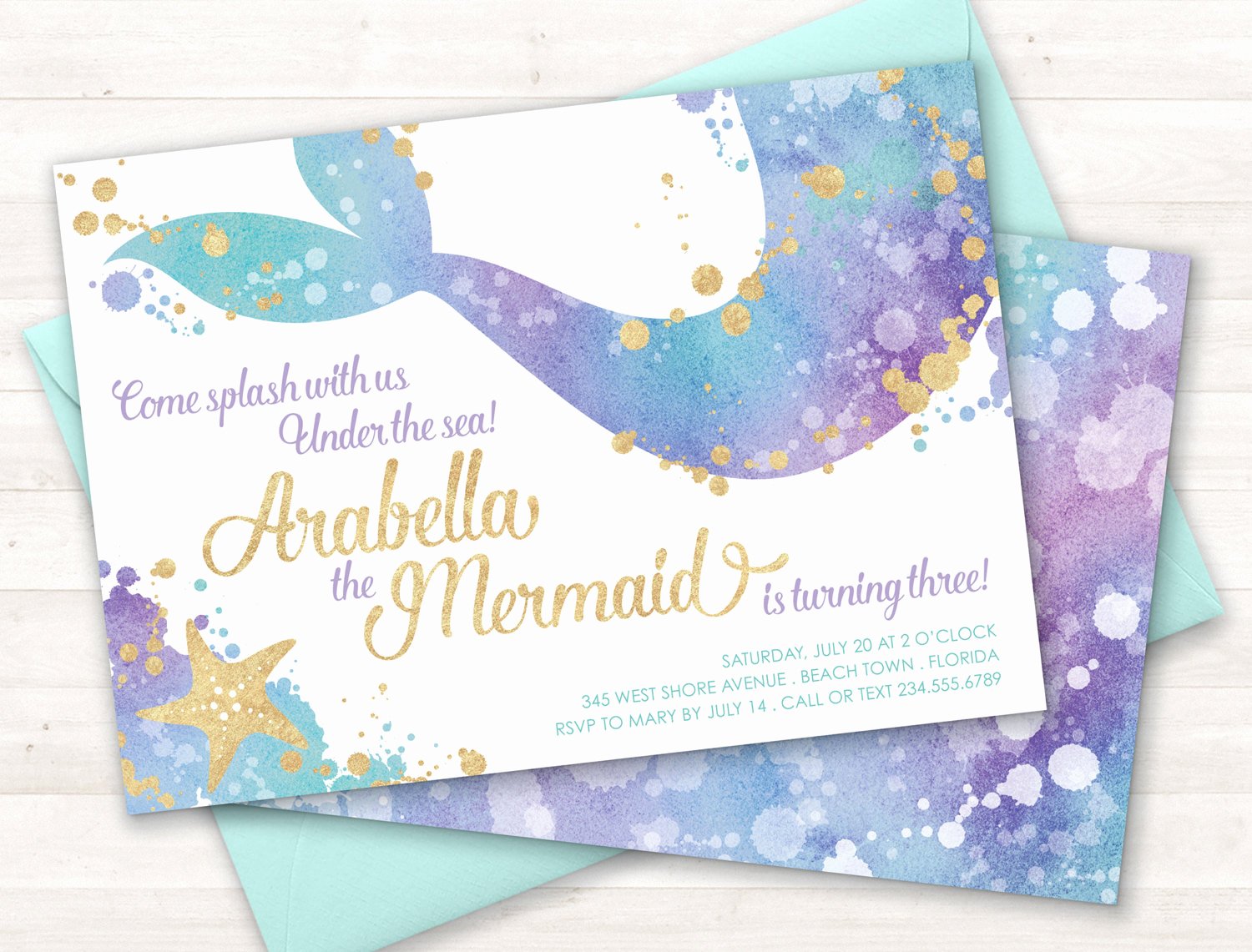 Mermaid Invitation Template Beautiful Mermaid Invitation Mermaid Party Invite Under the Sea Party