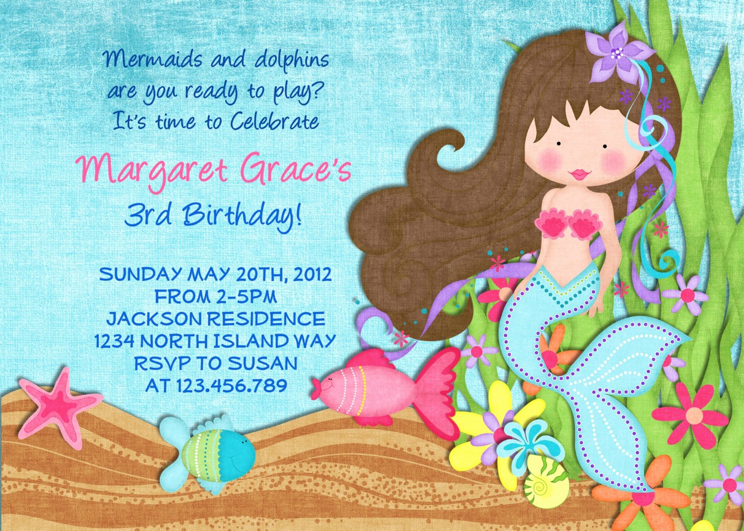 Mermaid Invitation Template Elegant Free Printable Little Mermaid Printable Birthday