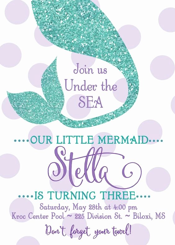 Mermaid Invitation Template Elegant Mermaid Birthday Party Invitation &quot;under the Sea