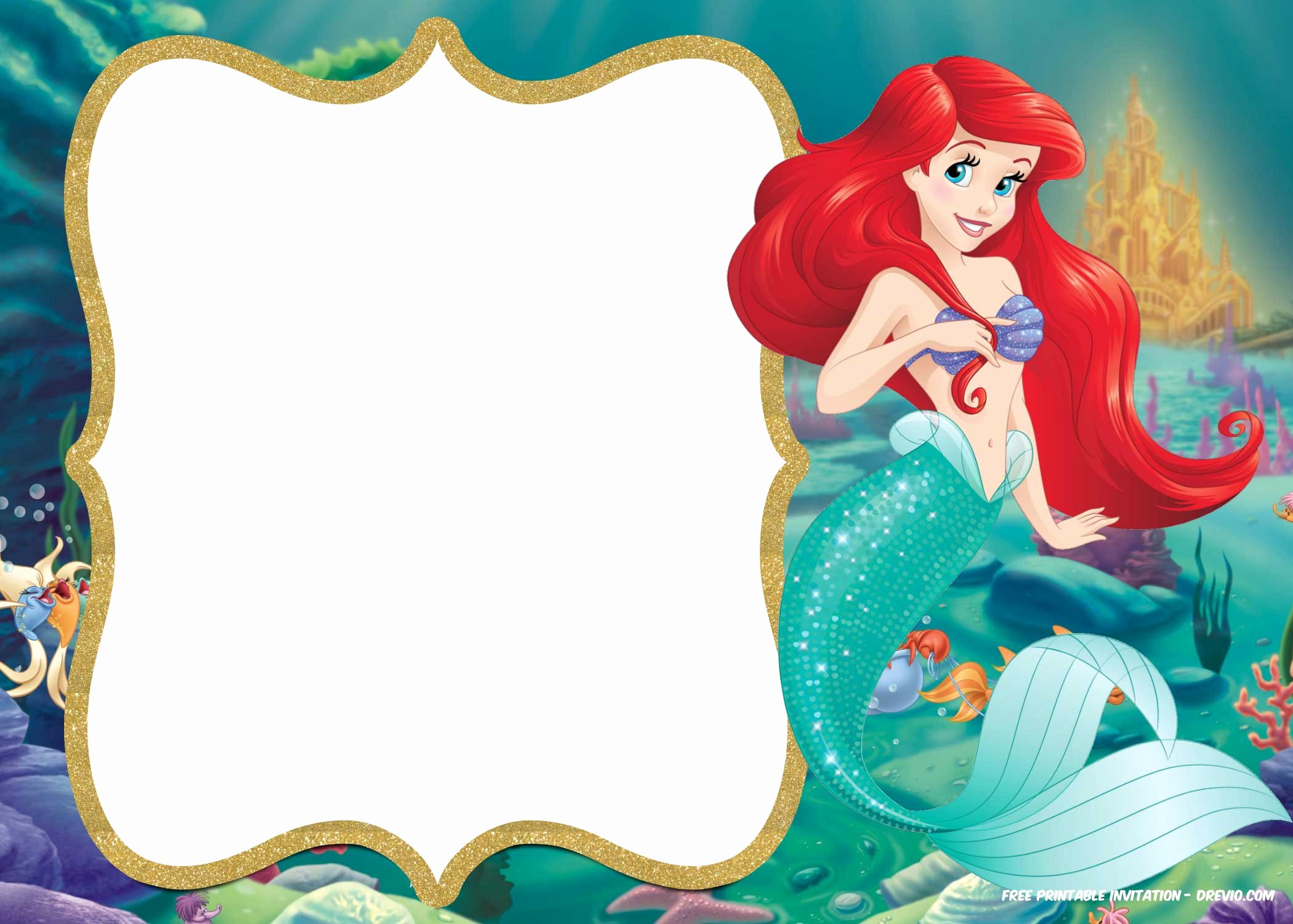 Mermaid Invitation Template Free Elegant Updated Free Printable Ariel the Little Mermaid