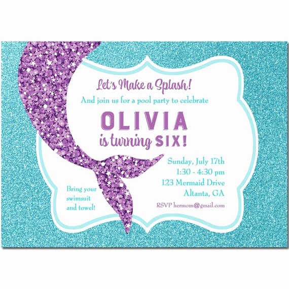 Mermaid Invitation Template Free Fresh Mermaid Invitation Printable or Printed W Free Shipping