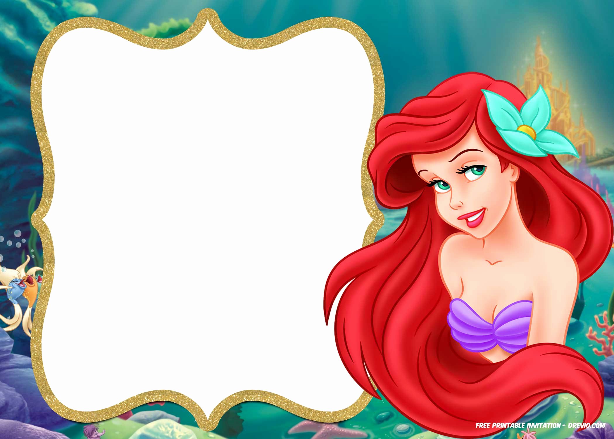 Mermaid Invitation Template Free Luxury Free Printable Ariel Little Mermaid Invitation Template