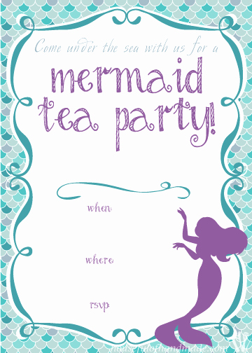 Mermaid Invitation Template Free Unique Mermaid Tea Party Birthday