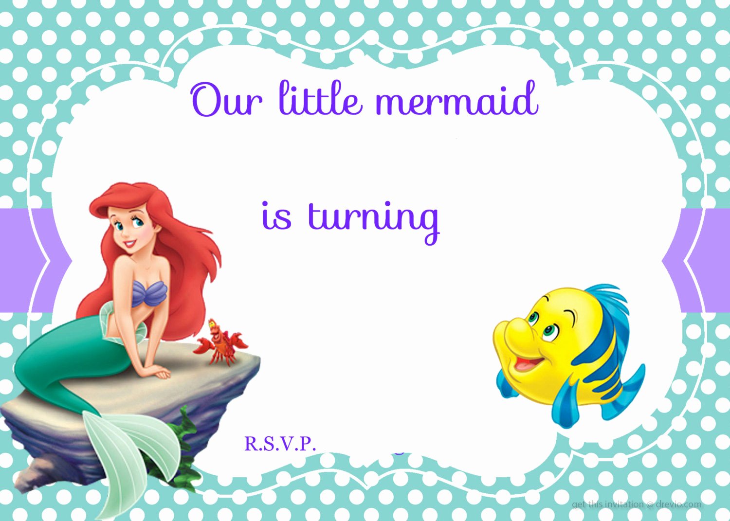 Mermaid Invitation Template Free Unique Updated Free Printable Ariel the Little Mermaid