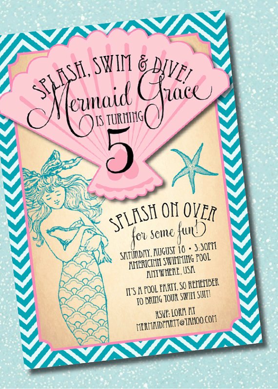 Mermaid Invitation Template Fresh Diy Printable Vintage Mermaid Birthday Party Invitation