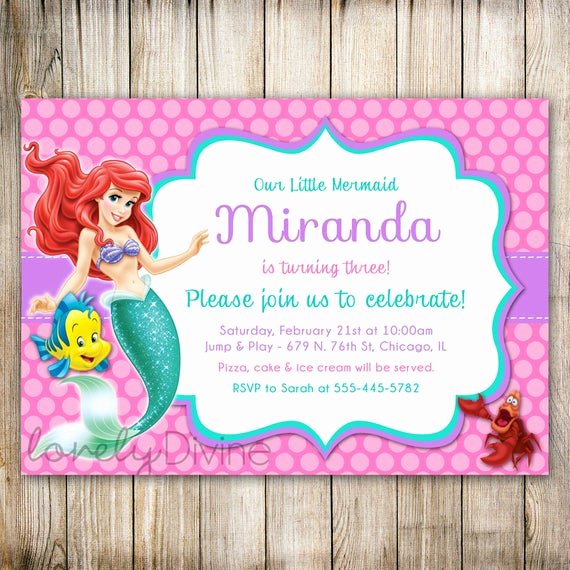 Mermaid Invitation Template Luxury Little Mermaid Birthday Invitation Ariel Invitation Ariel