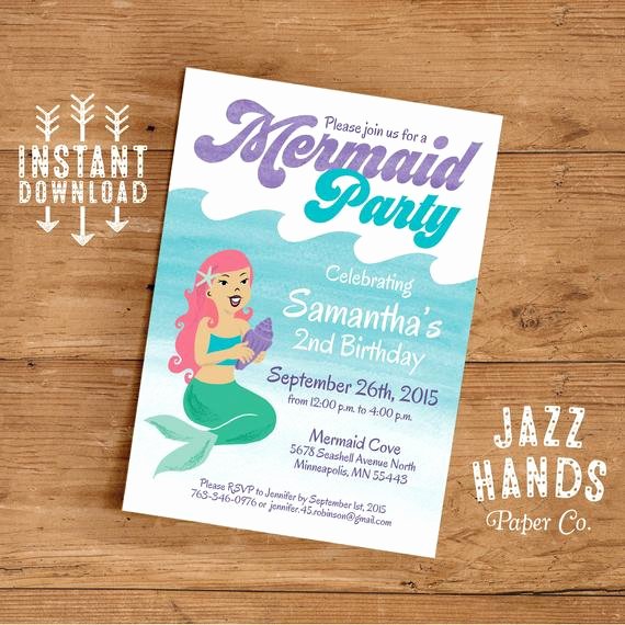 Mermaid Invitation Template New Mermaid Birthday Invitation Template Diy by Jazzhandspaperco