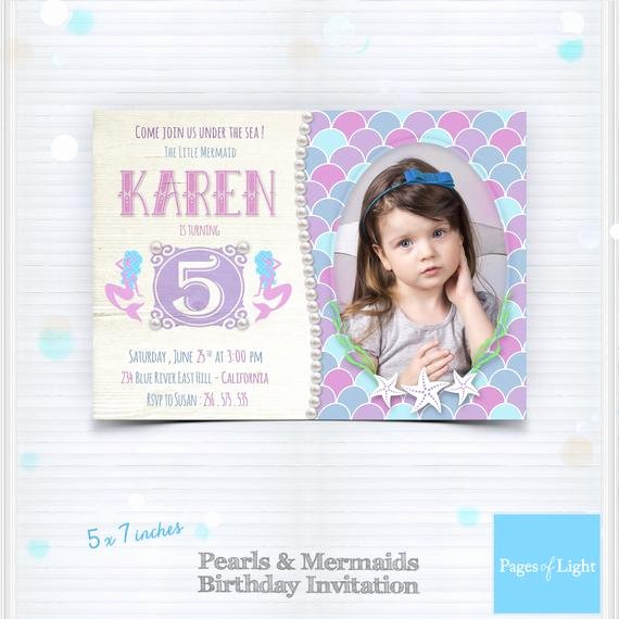 Mermaid Invitation Template New Mermaid Party Invitation Pearls Birthday by Pages Light