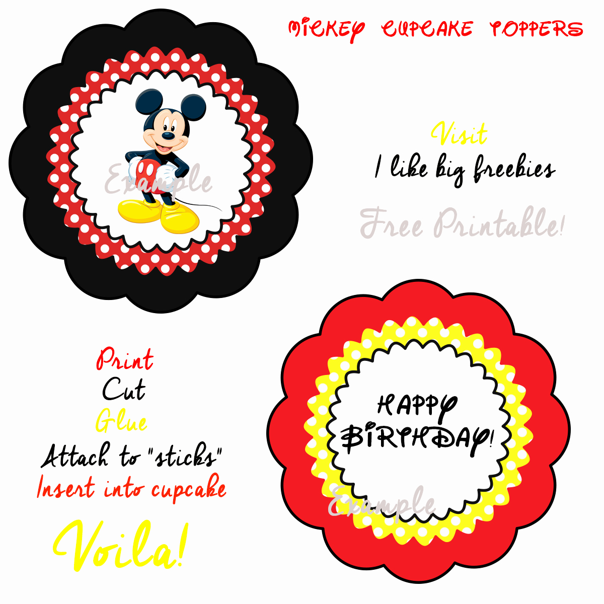 Mickey Mouse Cake Template Free Beautiful I Like Big Freebies Mickey Mouse Cupcake toppers Free