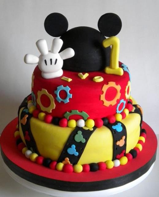 Mickey Mouse Cake Template Free Fresh Mickey Mouse 2 Tier First Birthday Cake with White Glove