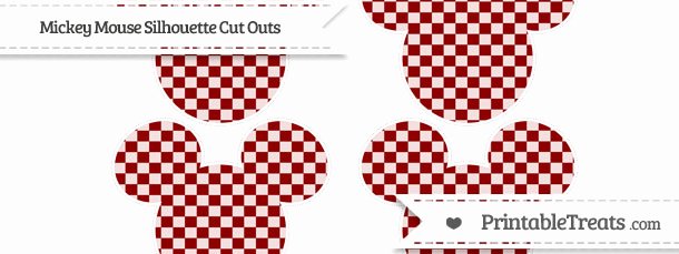 Mickey Mouse Cut Out Printable Inspirational Dark Red Checker Pattern Medium Mickey Mouse Silhouette